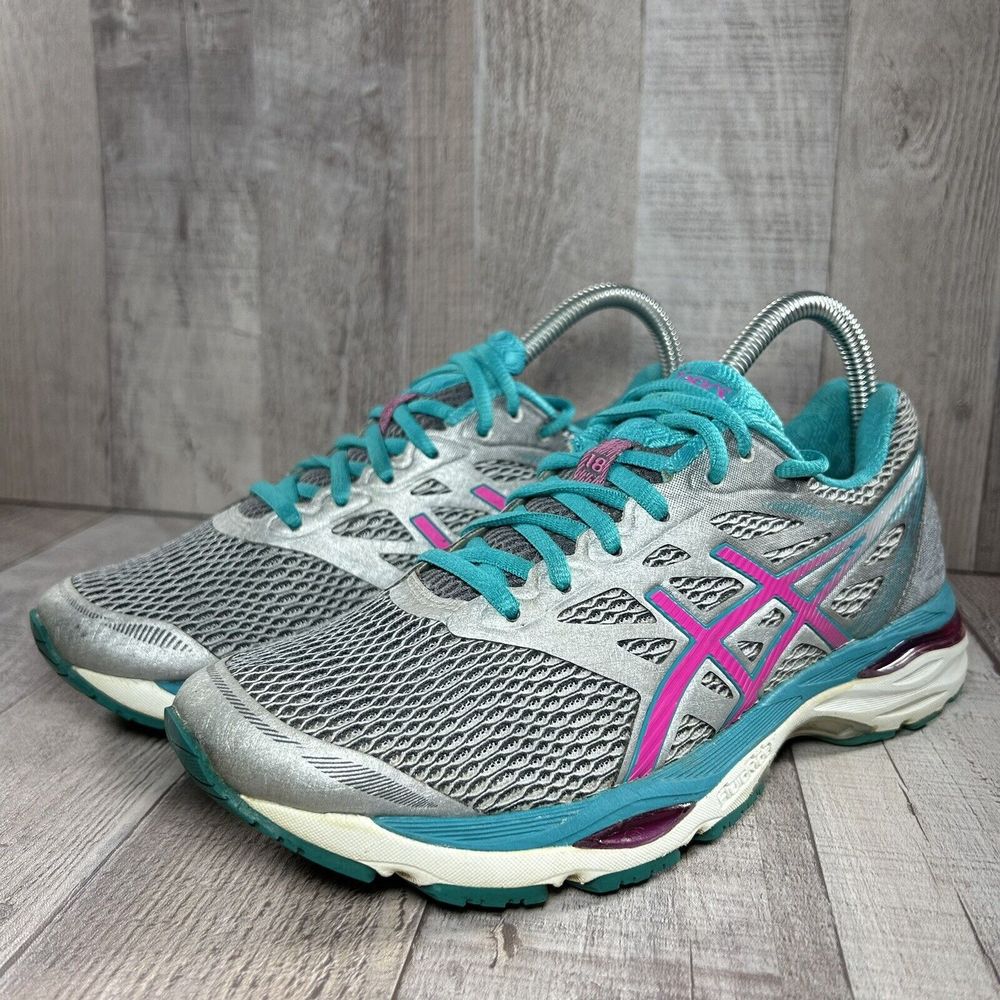 Asics Women's Gel Columbus 18 Sneakers Running Shoes Gray Pink Size 8 T6C8N